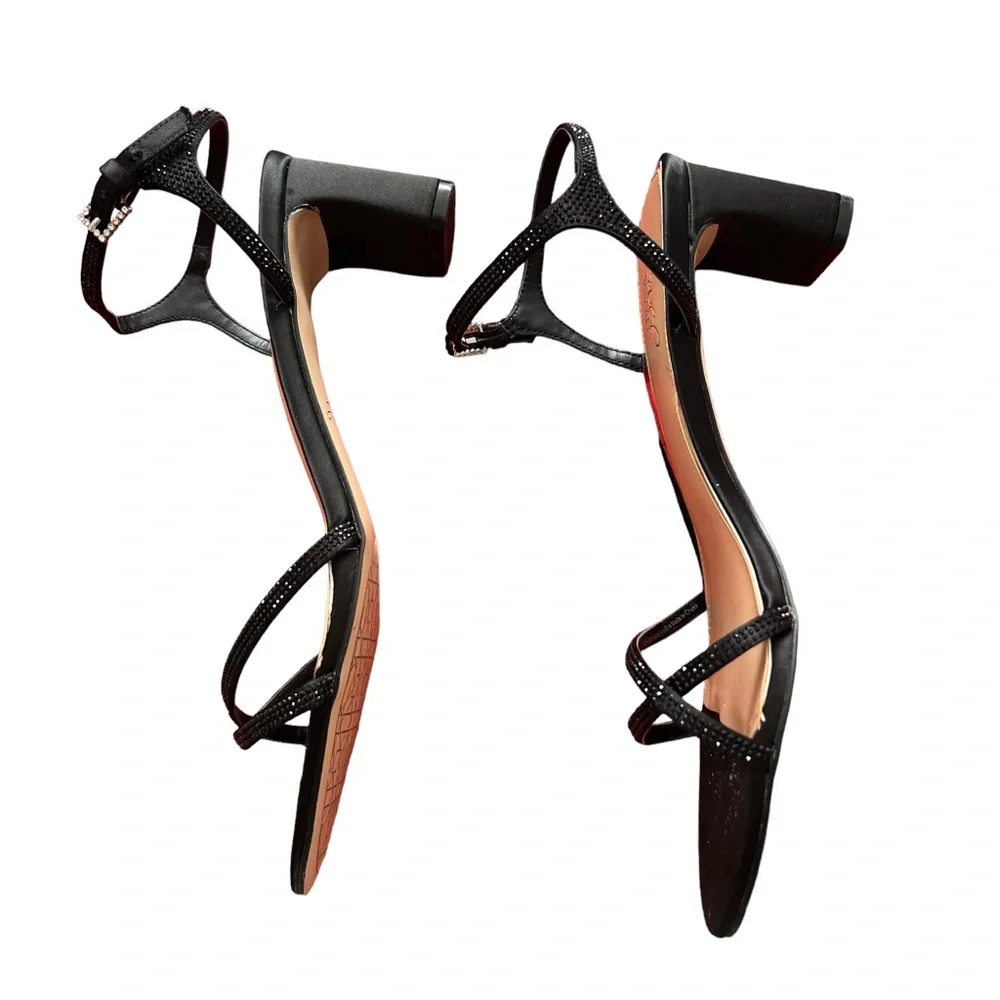 Jewel Badgley Mischka Omari I Sandal in Black Satin Size 10. Worn once - Picture 5 of 9